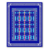 Navy Blue Geometric Teal Area Rug