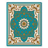 Teal Persian Medallion Blue and Teal Area Rug