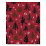 Red Pine Trees Snowflakes Holiday Pattern Area Rug