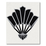 Black White Art Deco Fan Geometric Area Rug