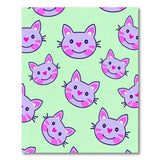 Cute Purple Cartoon Cat Faces Area Rug