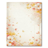 Pastel Floral Watercolor Area Rug with Gold Accents