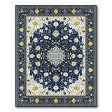 Navy Persian Floral Area Rug with Gold Accents