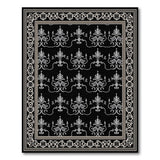 Elegant Black Persian Leaf Motif Area Rug