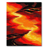 Fiery Volcanic Lava Flow Pixel Rug