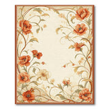 Vintage Orange Poppy Floral Area Rug