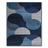 Blue Teal Overlapping Circles Geometric Rug