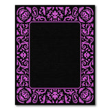 Ornate Pink Ornate Floral Border Area Rug