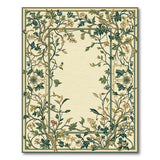Vintage Green Floral Vine Border Area Rug
