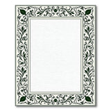 Vintage Green Floral Border Area Rug