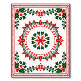 Festive Holly Poinsettia Red Green Area Rug
