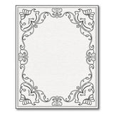 Black and White Ornate Floral Scroll Border Area Rug