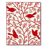 Red Birds on Intricate Branches Area Rug