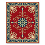 Ornate Red Persian Area Rug with Gold Blue Accents