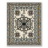 Beige and Neutral Ornate Cream Persian Medallion Area Rug