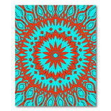 Vibrant Teal Red Mandala Area Rug