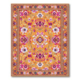 ODIKA Washable Traditional Floral Orange Area Rug - Low Pile, Non-Slip, Pet & Kid Friendly