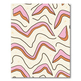 Wavy Pink Orange Abstract Area Rug