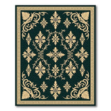 Elegant Gold Ornate Emerald Green Area Rug