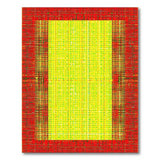 Red Bordered Yellow Pixel Geometric Area Rug