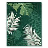 Green Lush Green Monstera Palm Leaf Area Rug
