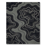 Geometric Contour Wave Black White Area Rug