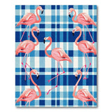 Pink Flamingo Blue Check Area Rug