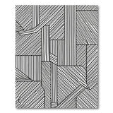 Bold Black White Geometric Line Art Rug
