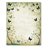 Vintage Black Butterfly Green Vine Area Rug