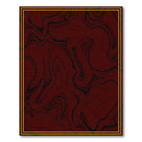Gold-Framed Marbled Burgundy Area Rug