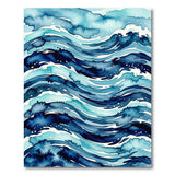 Blue Watercolor Ocean Waves Area Rug
