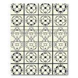 Black White Geometric Floral Tile Area Rug