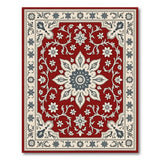 Red Persian Floral Medallion Red Area Rug