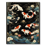 ODIKA Washable Koi Fish Japanese Area Rug, Non-Slip Low Pile Oriental Carpet
