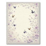 Lavender Dragonfly Floral Border Area Rug