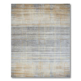 Grey Gold Geometric Line Area Rug