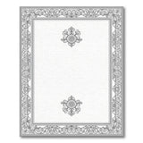 Ornate Floral Border Black and White Area Rug