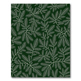 Deep Green Fern Leaf Outline Area Rug