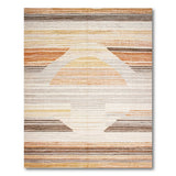Striped Geometric Sun Area Rug in Earth Tones