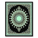 Teal Mandala Medallion Area Rug Black