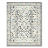 Teal Grey Geometric Border Area Rug