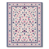 Pink Floral Persian Area Rug with Birds