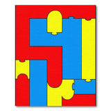 Bold Red Blue Yellow Jigsaw Puzzle Area Rug