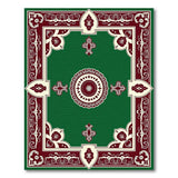 Green Traditional Persian Area Rug with Ornate Red Borders
