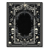 Washable Gothic Skull & Floral Area Rug - Dark Vintage Low Pile