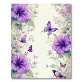 ODIKA Washable Purple Hibiscus Butterfly Floral Rug, Non-Slip Low Pile Area Rug
