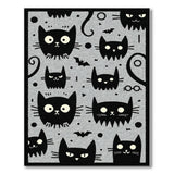 Spooky Black Cats Bats Area Rug