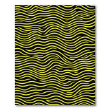 Bold Yellow Waves on Black Area Rug