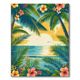 ODIKA Washable Tropical Hibiscus Area Rug - Non-Slip Low Pile Sunset Beach Decor