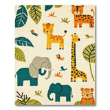 Playful Jungle Safari Kids Cartoon Rug